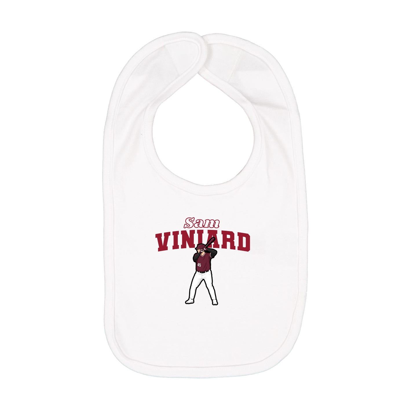 Infant Bib — Name Arch in White