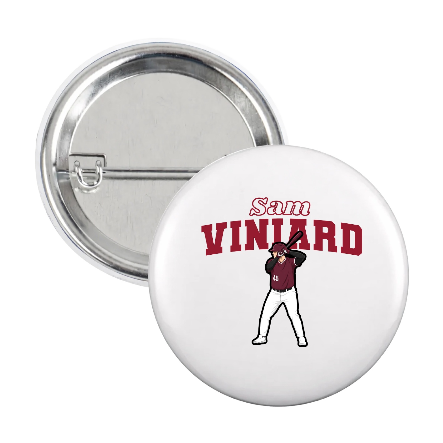 Game Day Button — Name Arch in White