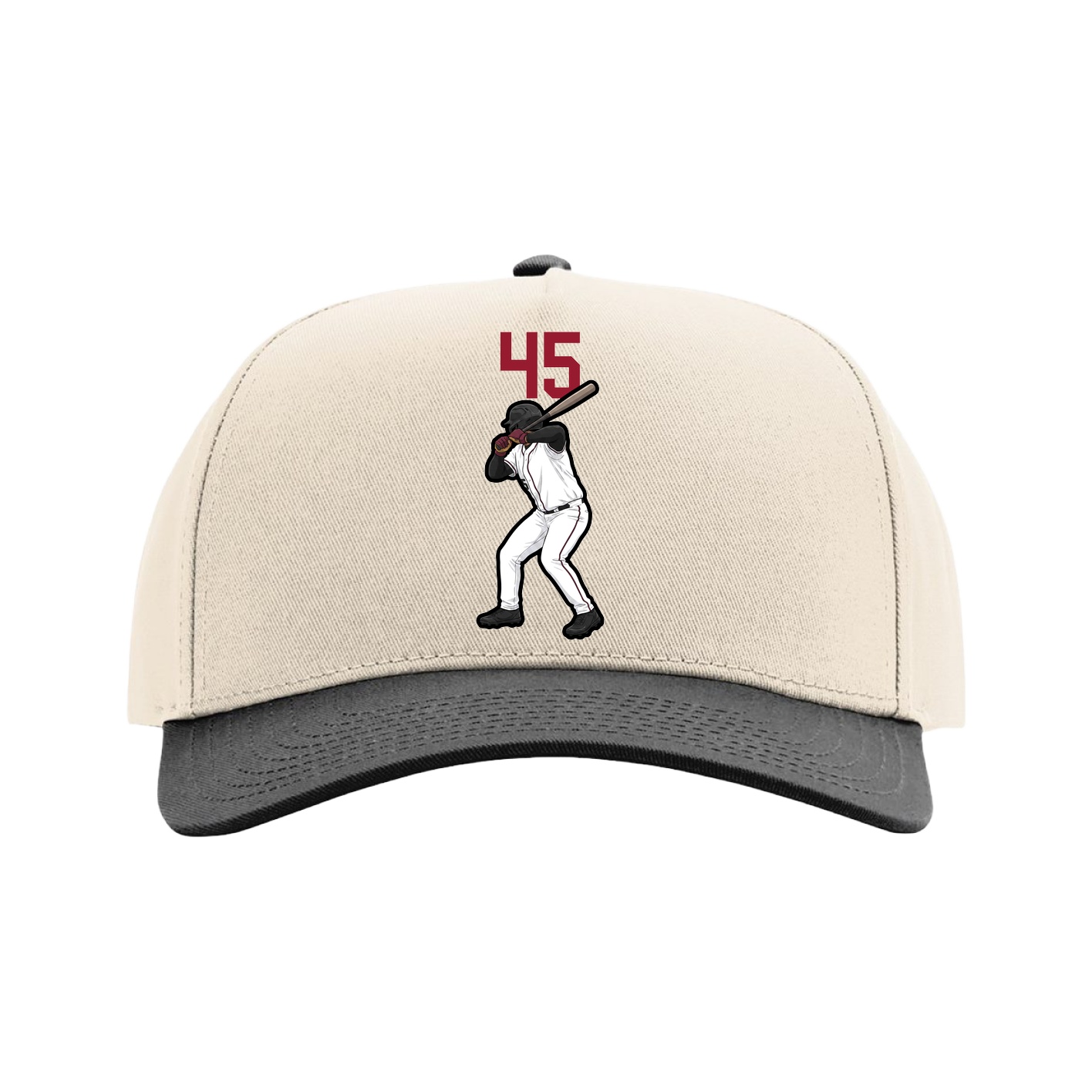 Full Fabric Five-Panel Champ Cap — Number Top in Cream/Black
