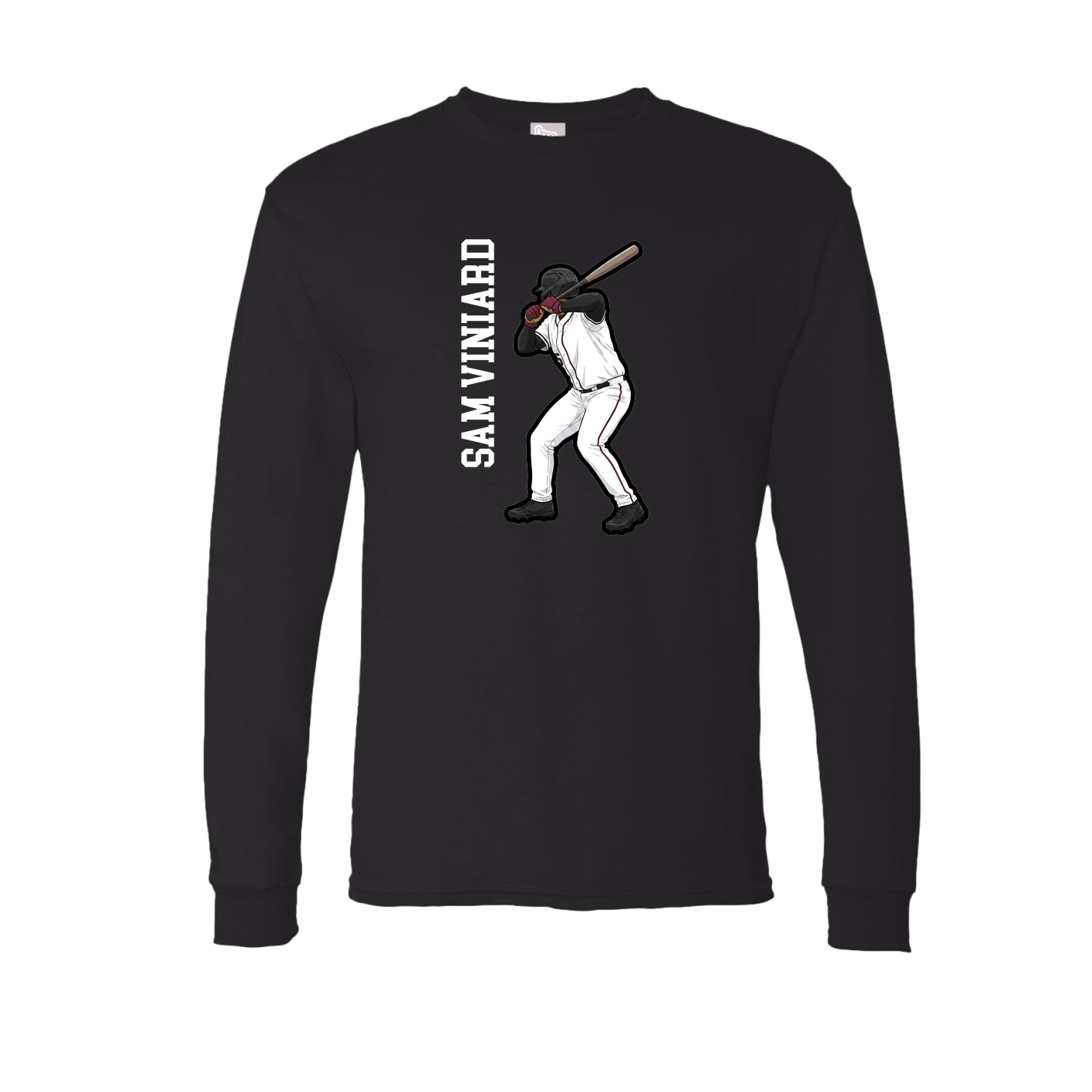 Long Sleeve Tee — Name Vertical in Black