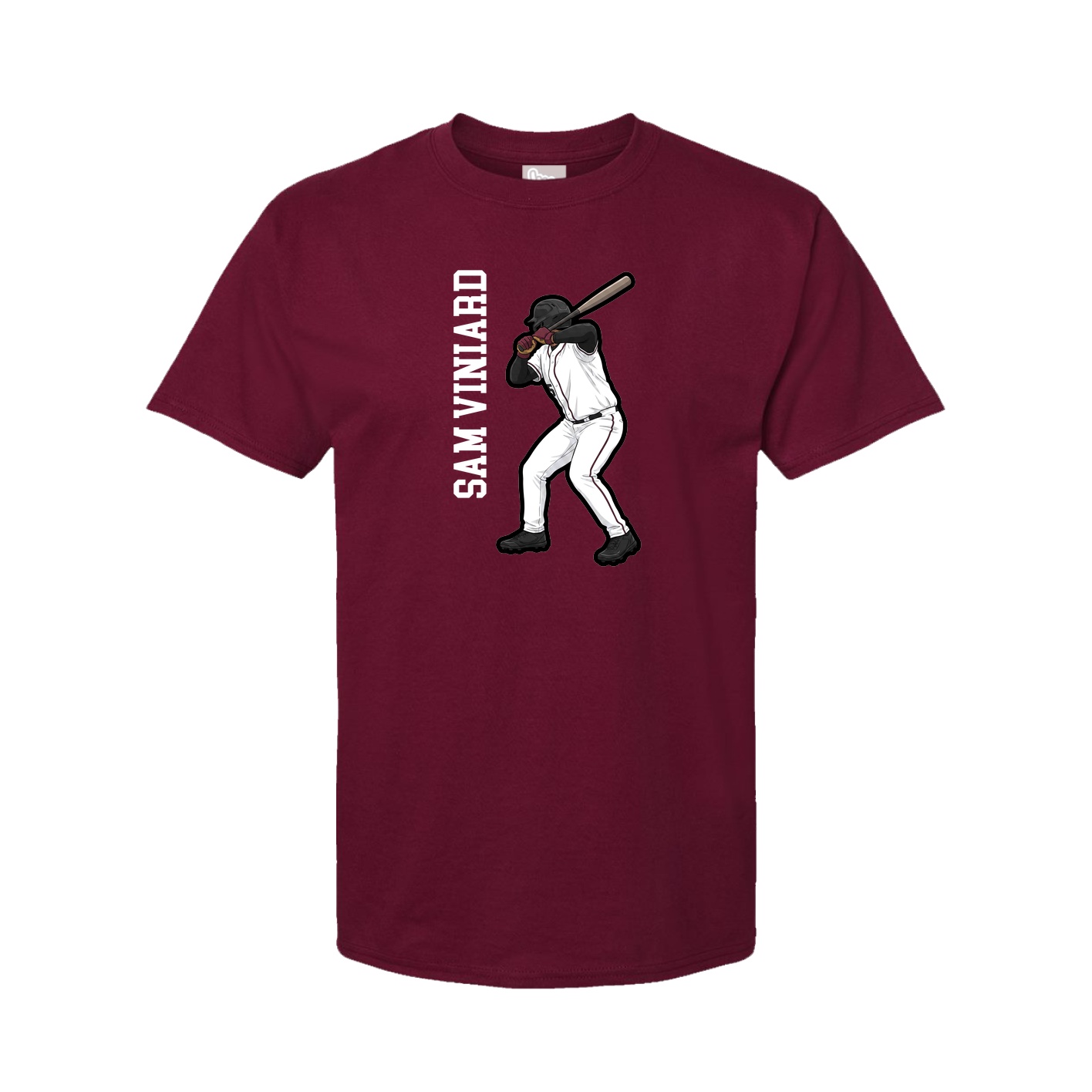Youth Tee — Name Vertical in Cardinal