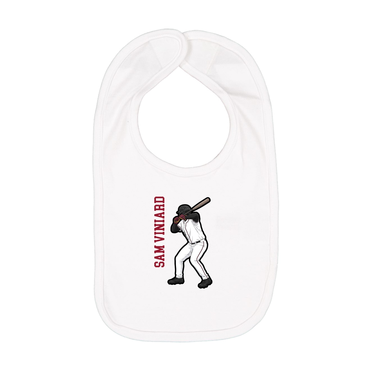 Infant Bib — Name Vertical in White