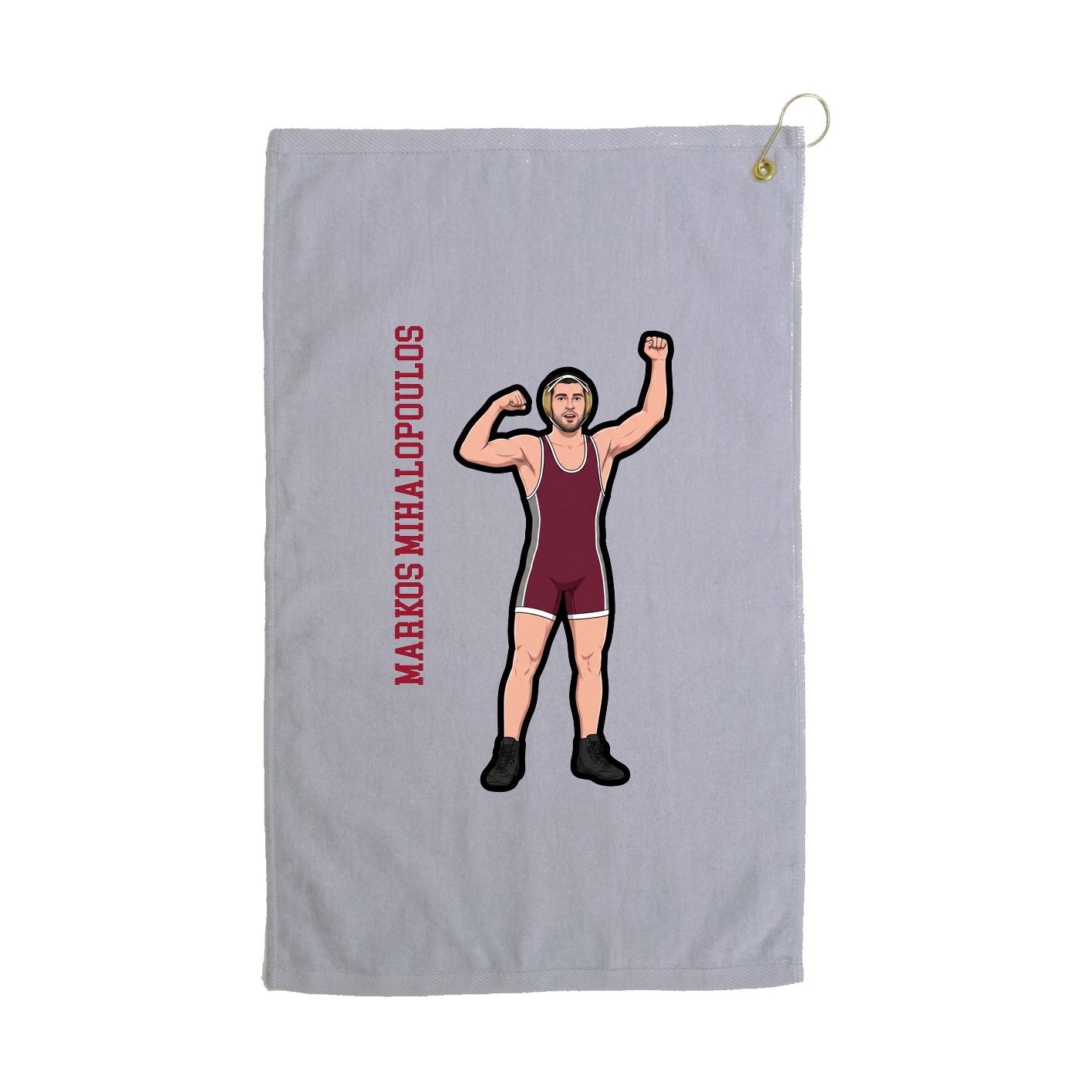 Golf Towel — Name Vertical in Grey