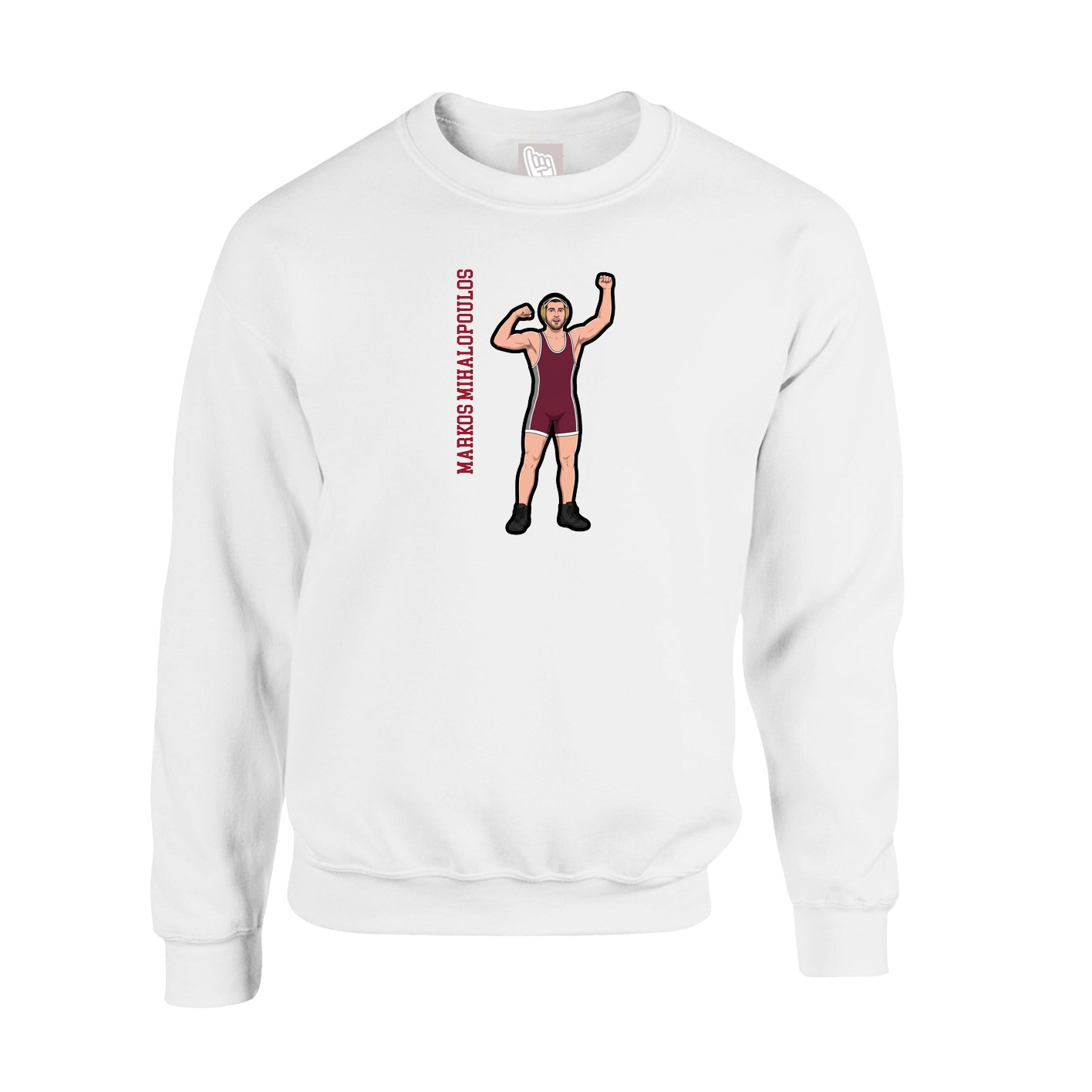 Fleece Crew — Name Vertical in White
