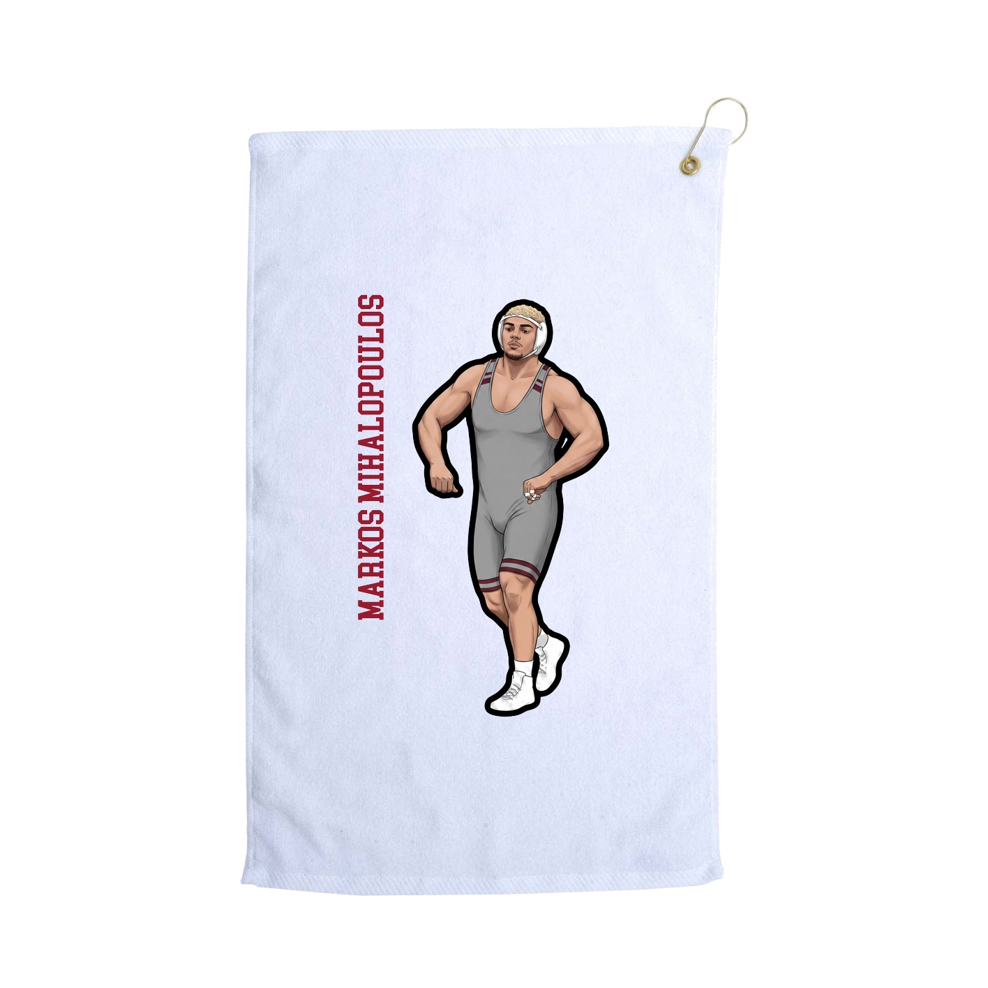 Golf Towel — Name Vertical in White