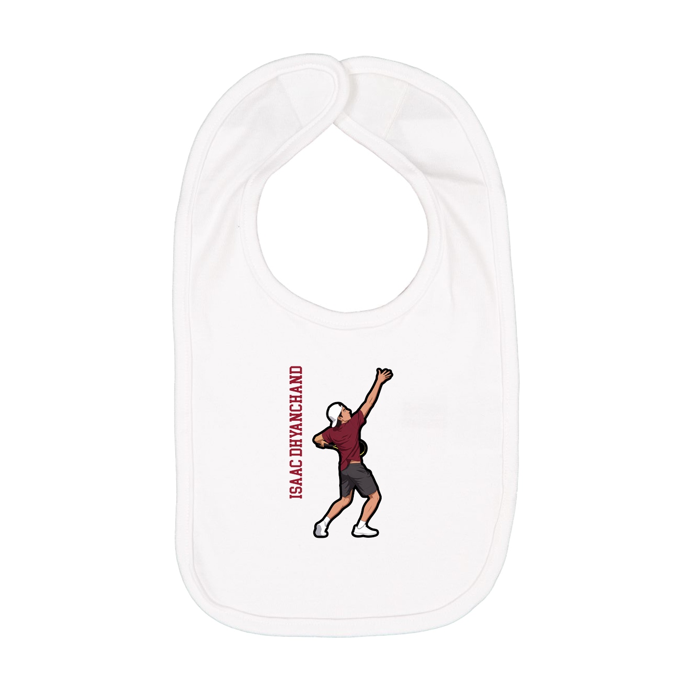 Infant Bib — Name Vertical in White
