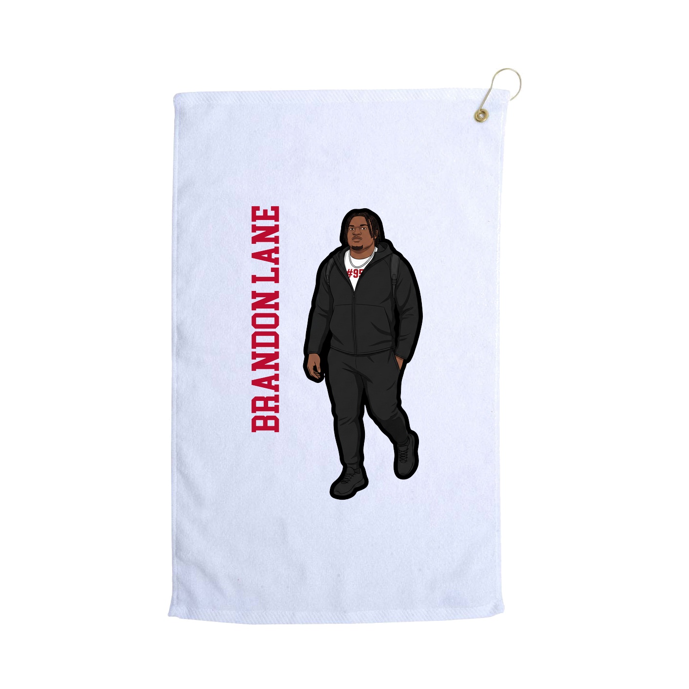 Golf Towel — Name Vertical in White