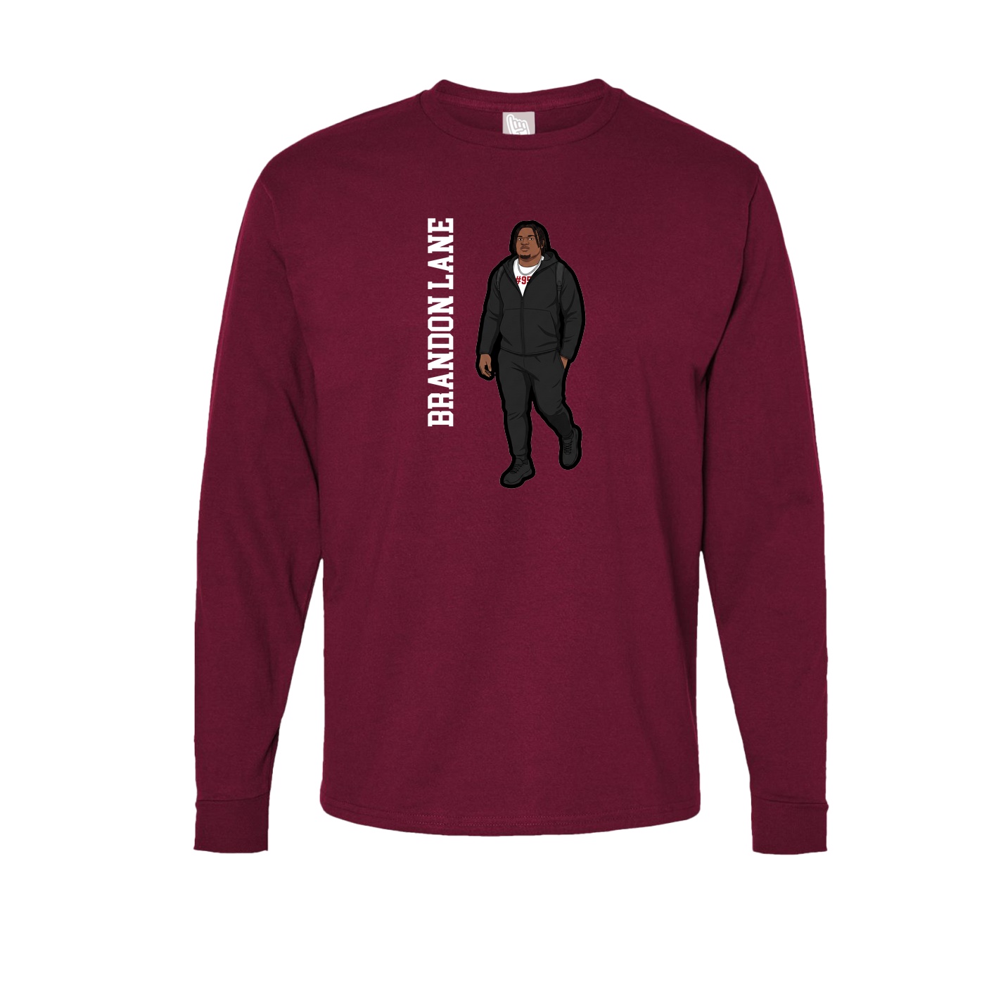 Long Sleeve Tee — Name Vertical in Cardinal
