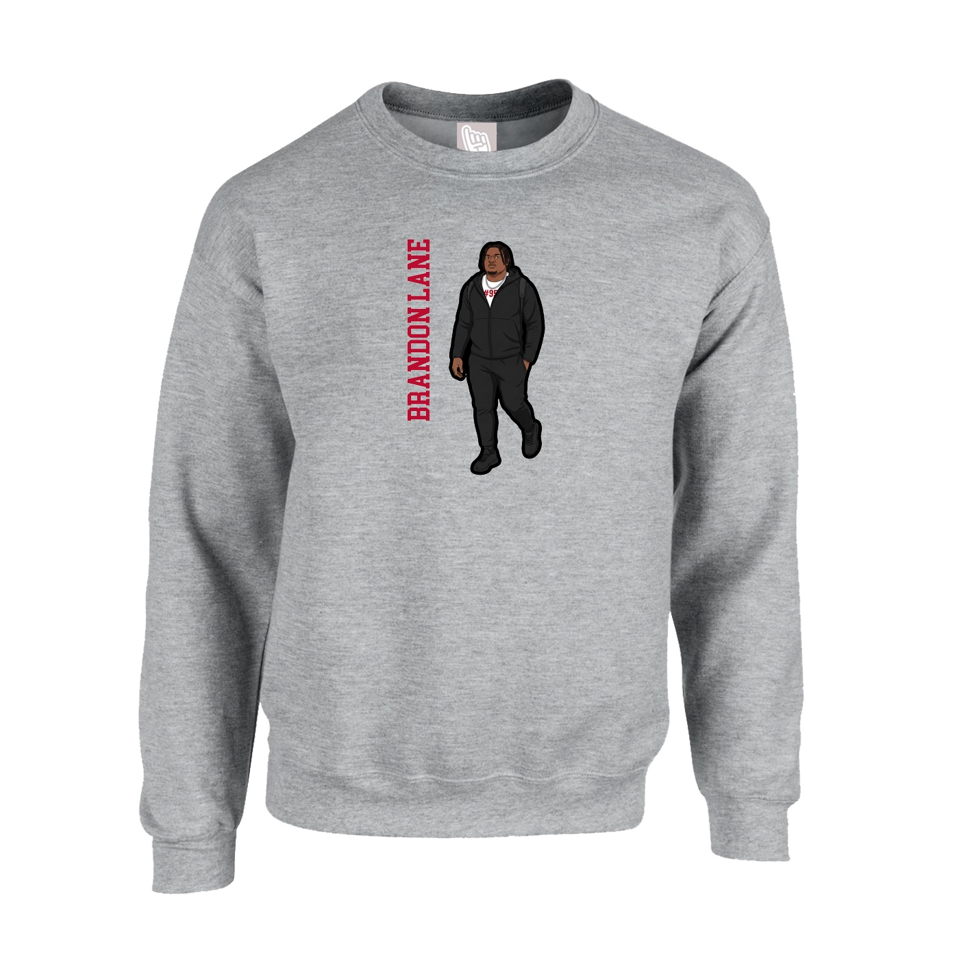 Fleece Crew — Name Vertical in Grey