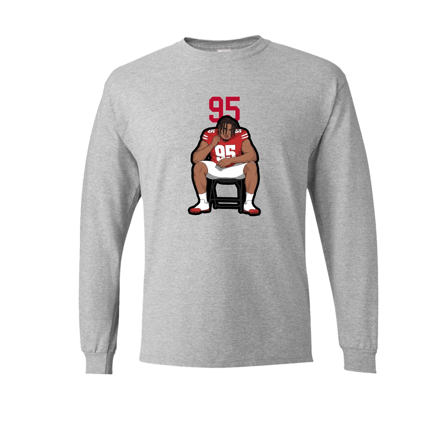 Long Sleeve Tee — Number Top in Grey
