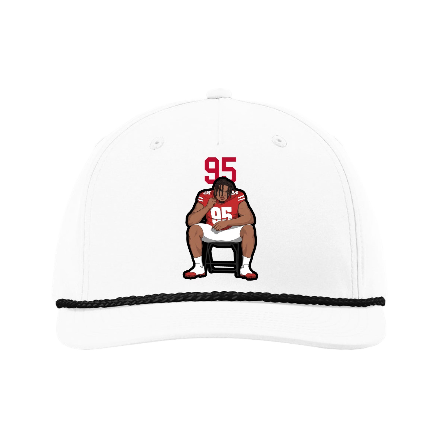 Five-Panel Classic Rope Cap — Number Top in White