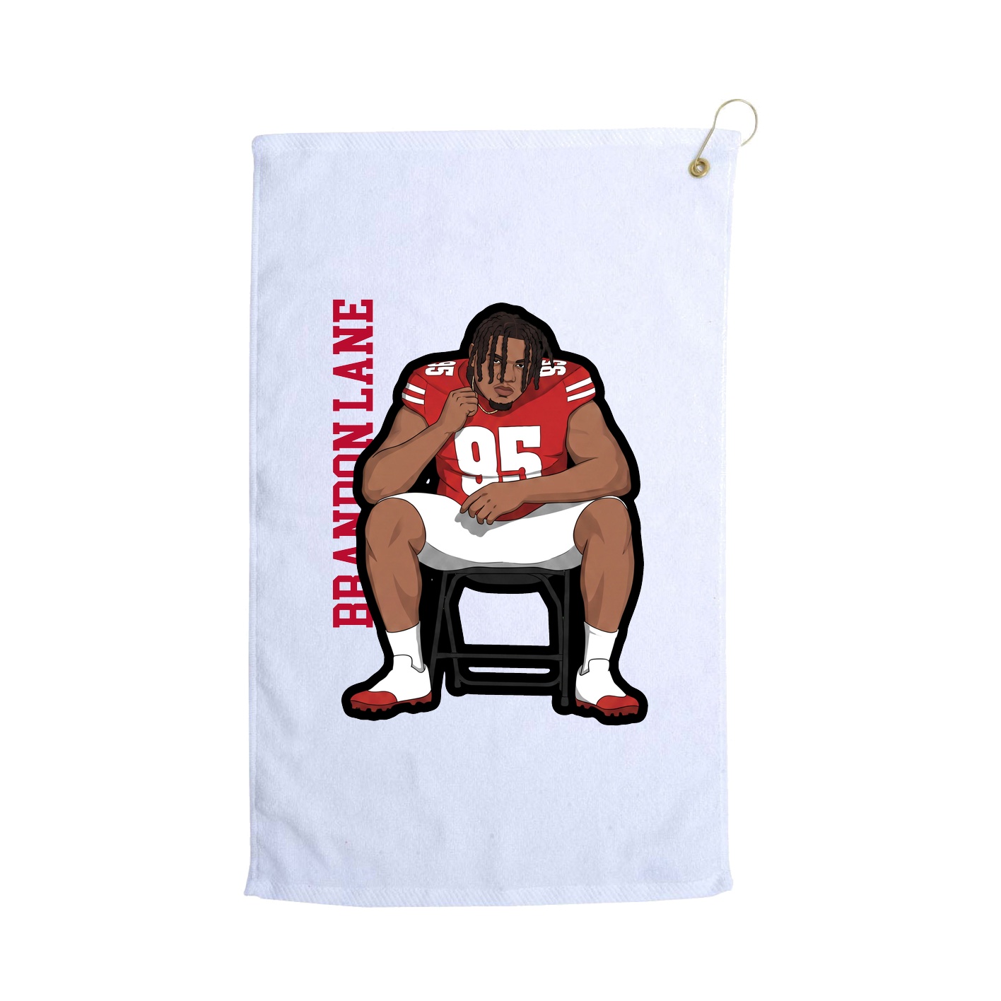 Golf Towel — Name Vertical in White