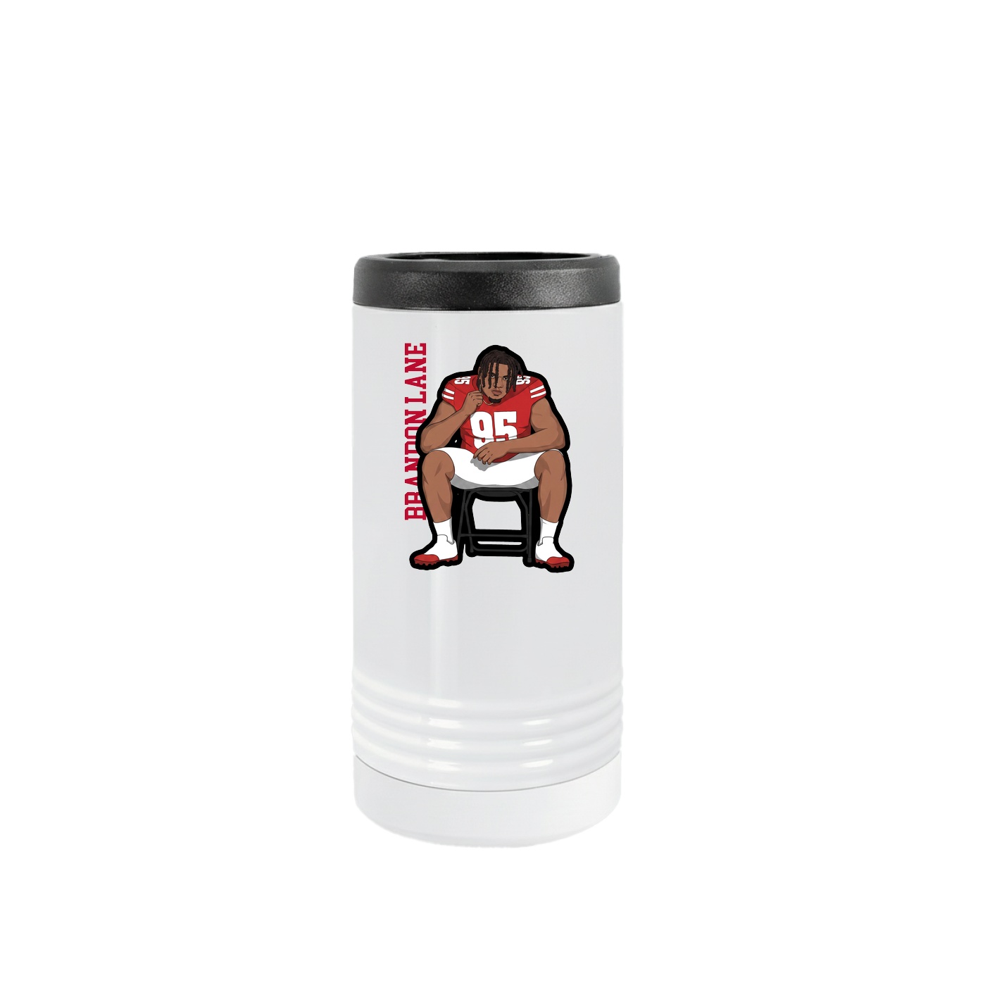 Slim Beverage Holder — Name Vertical in White