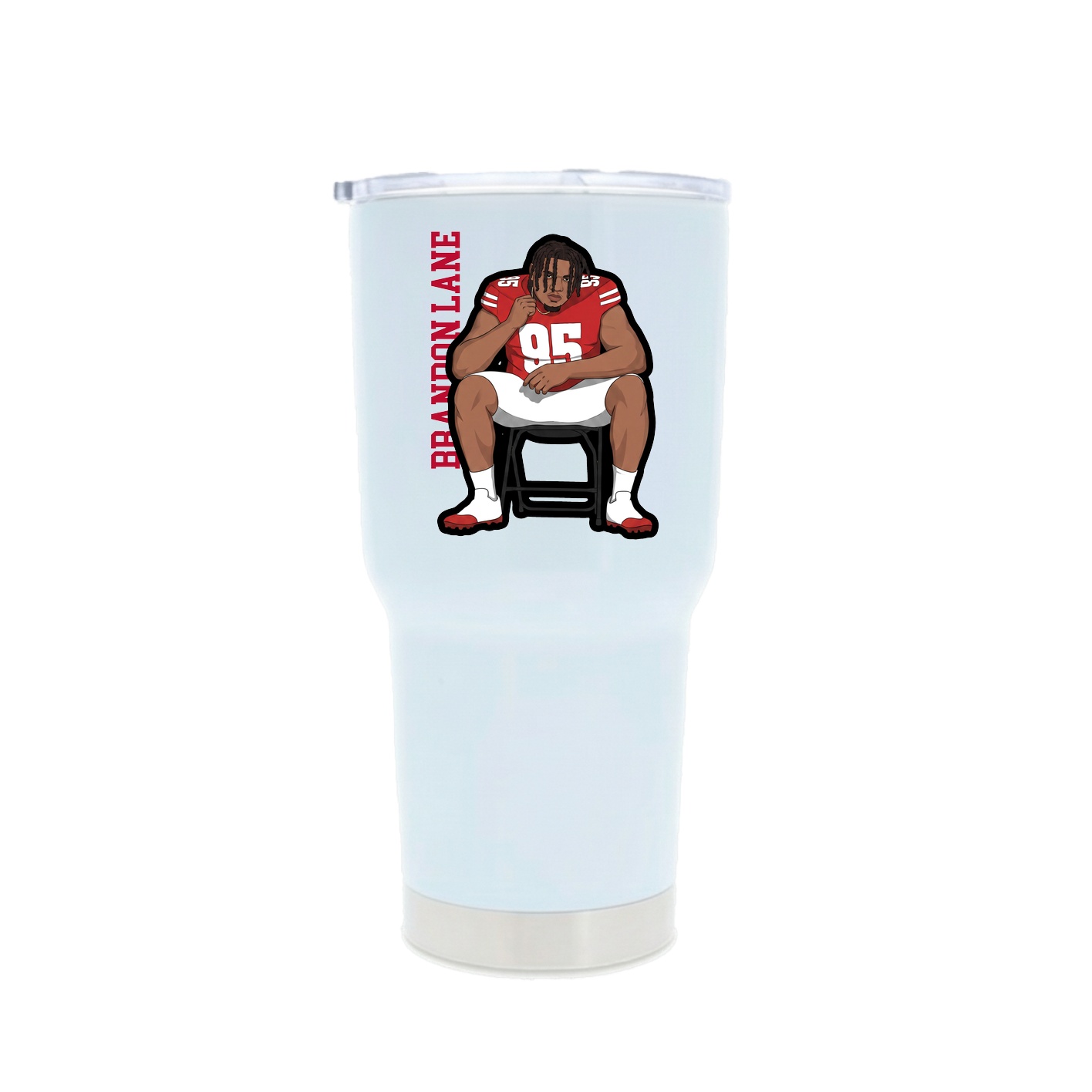30oz Stainless Steel Tumbler — Name Vertical in White