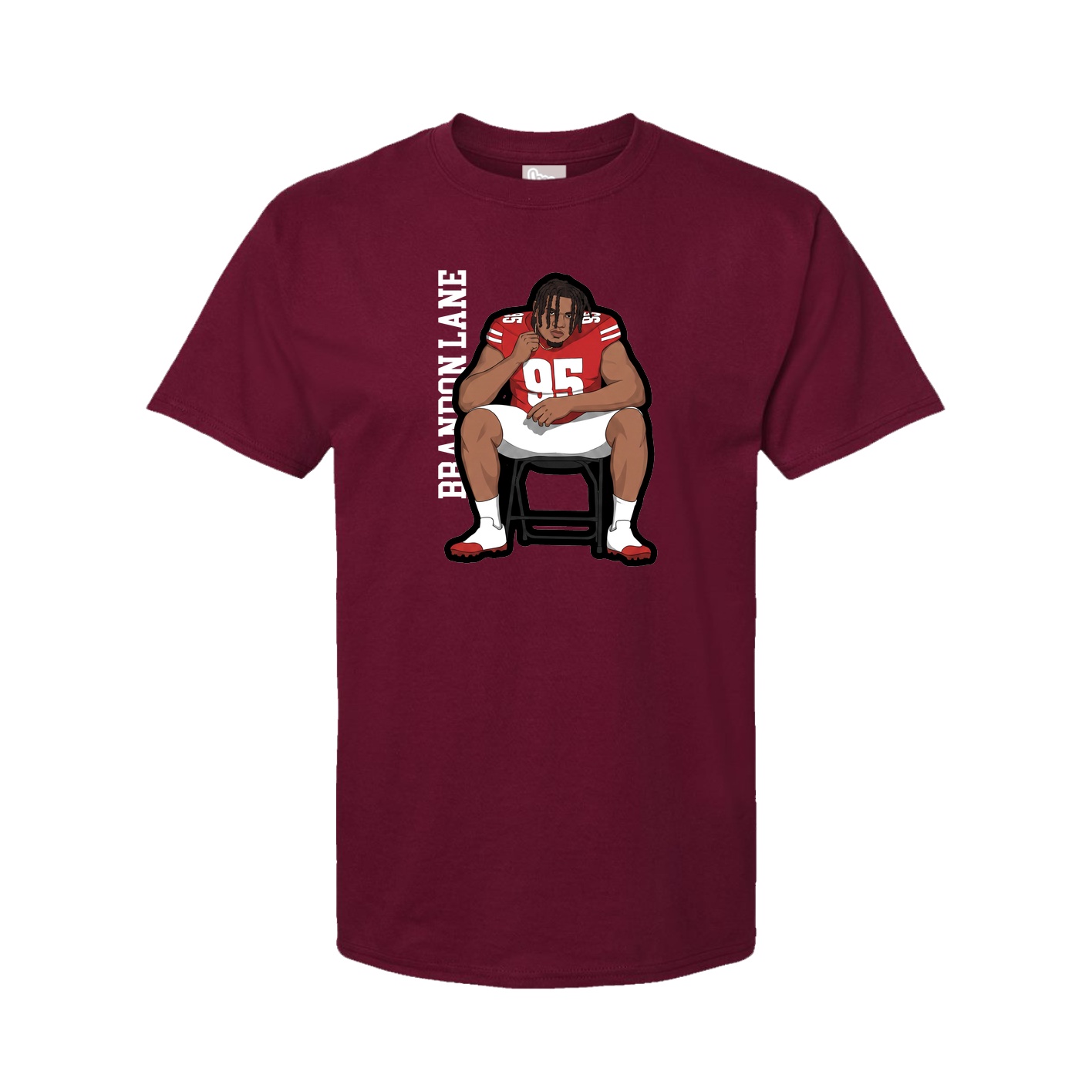 Youth Tee — Name Vertical in Cardinal