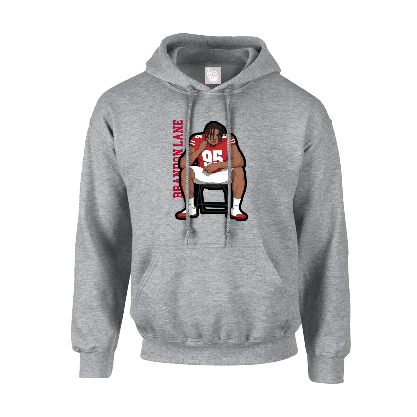 Hoodie — Name Vertical in Grey