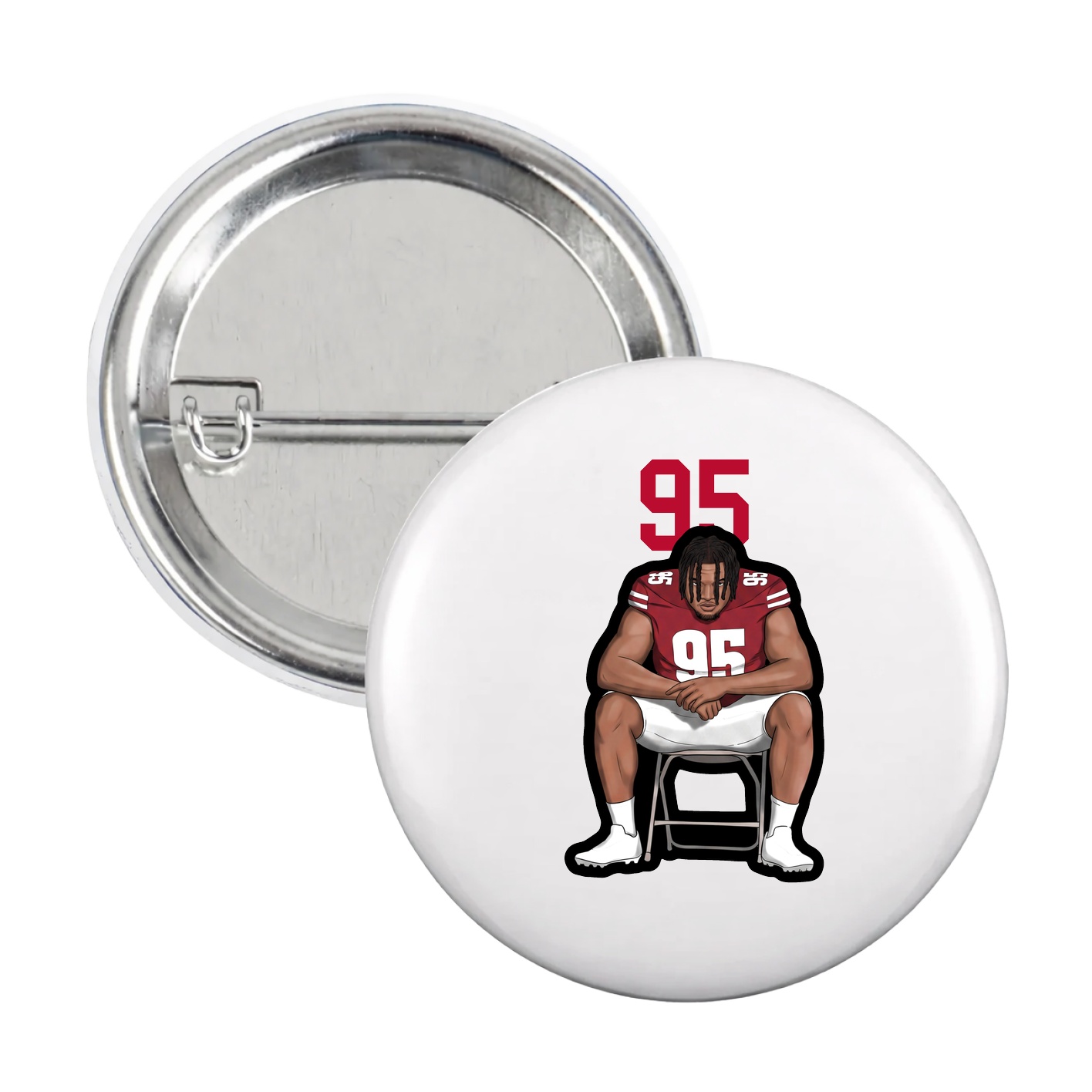Game Day Button — Number Top in White