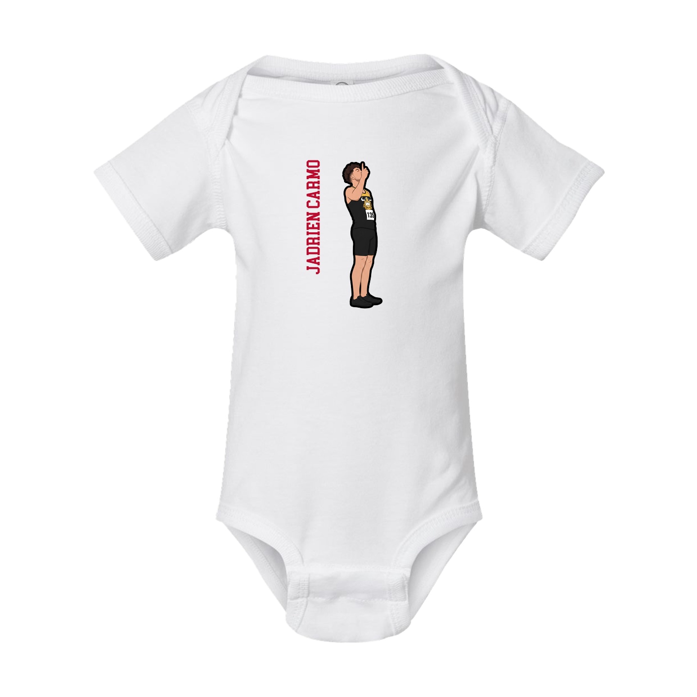 Baby Onesie — Name Vertical in White