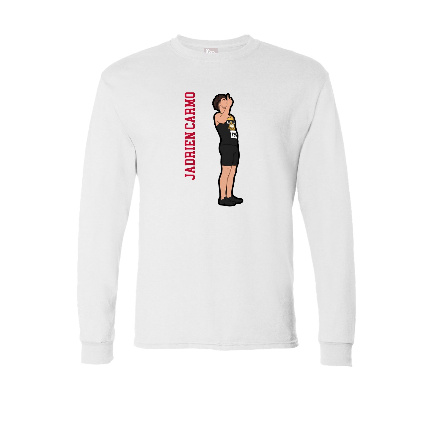Long Sleeve Tee — Name Vertical in White