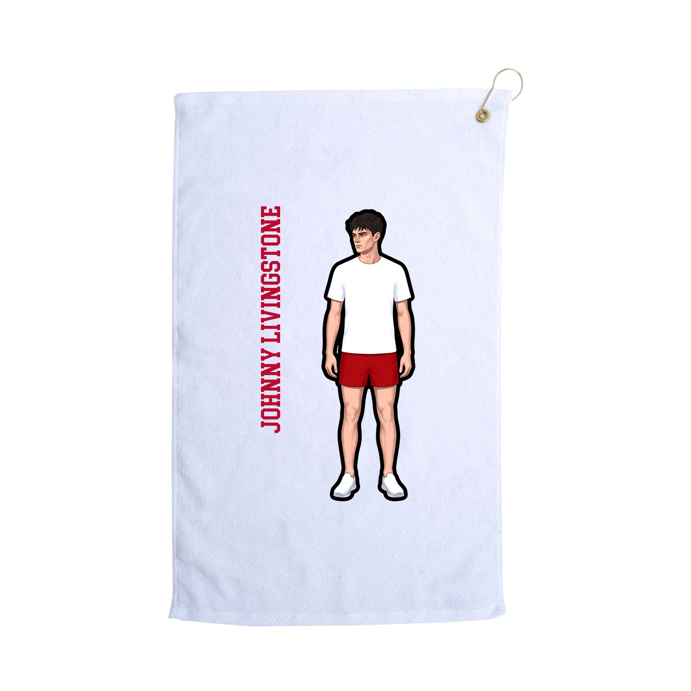 Golf Towel — Name Vertical in White