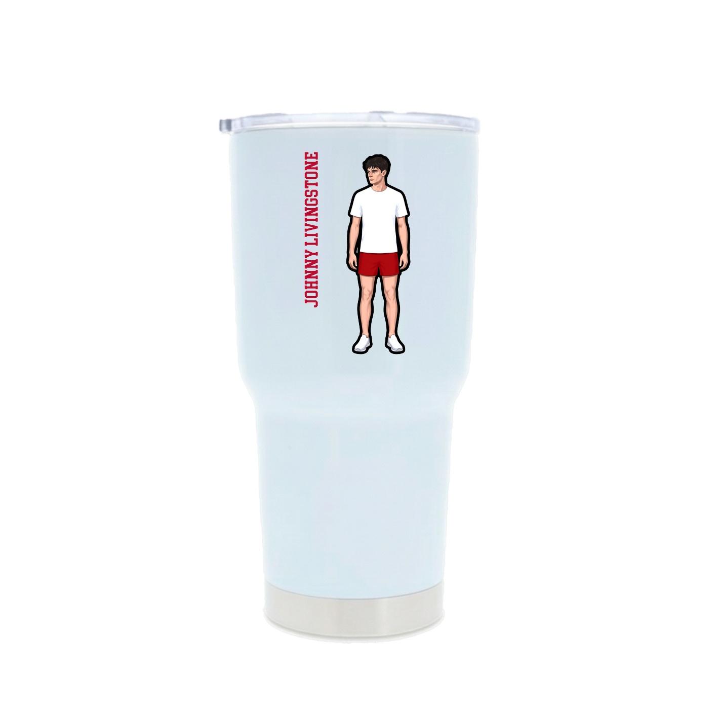 30oz Stainless Steel Tumbler — Name Vertical in White
