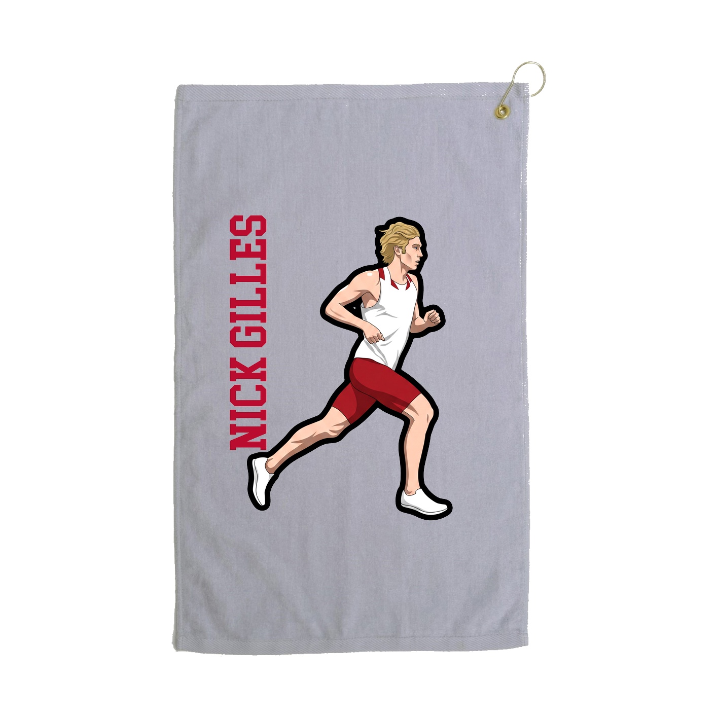 Golf Towel — Name Vertical in Grey