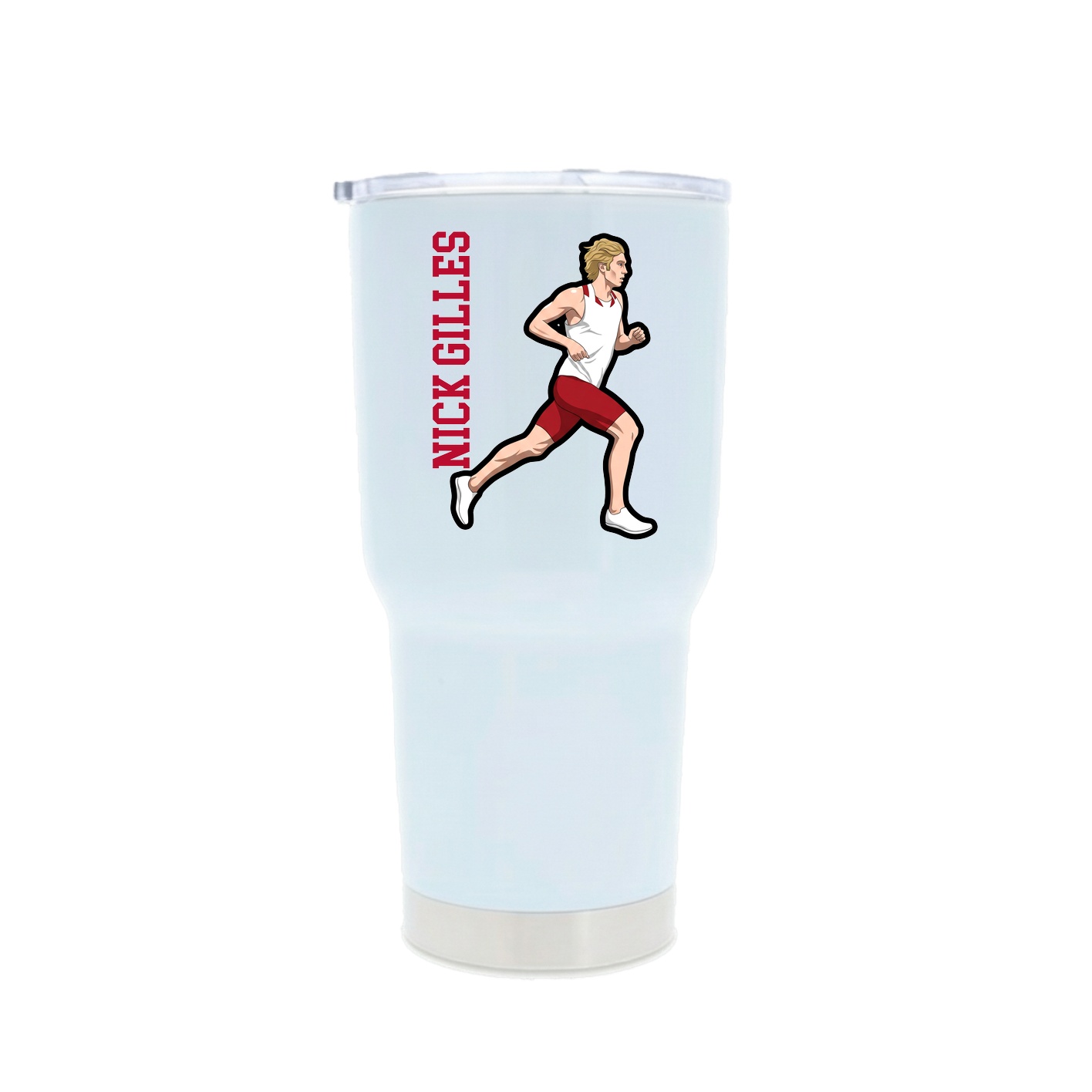 30oz Stainless Steel Tumbler — Name Vertical in White