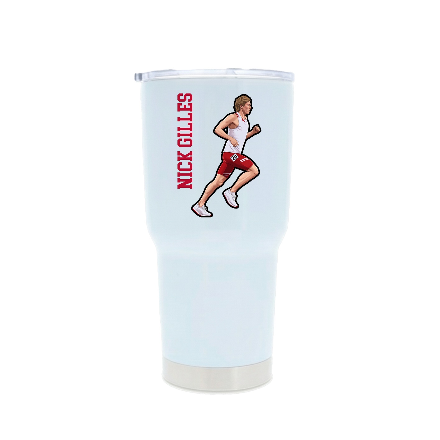 30oz Stainless Steel Tumbler — Name Vertical in White