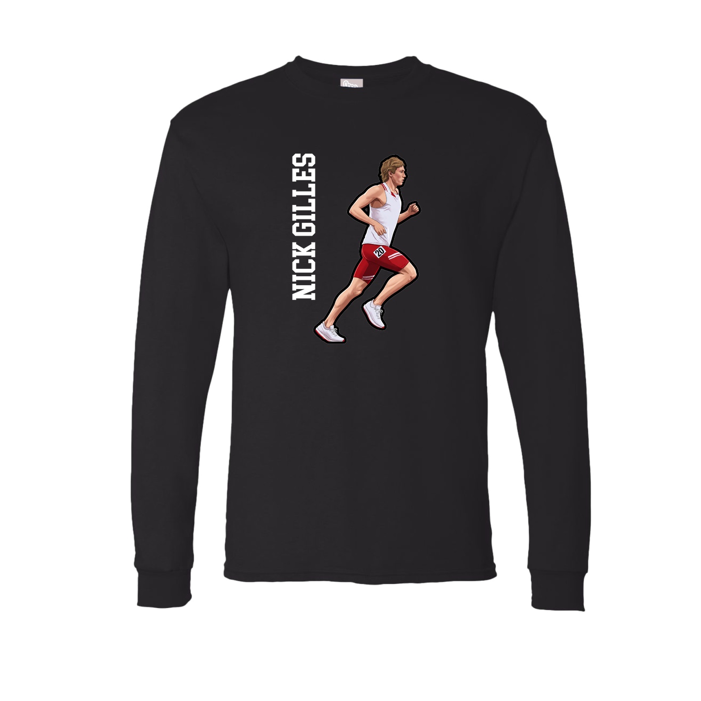 Long Sleeve Tee — Name Vertical in Black