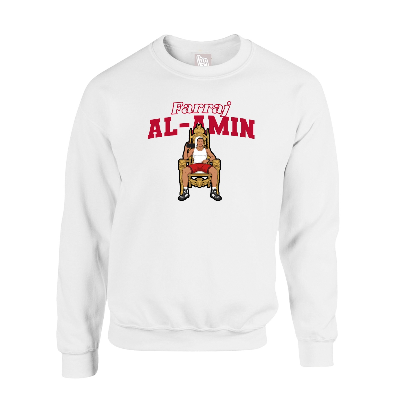 Fleece Crew — Name Arch in White