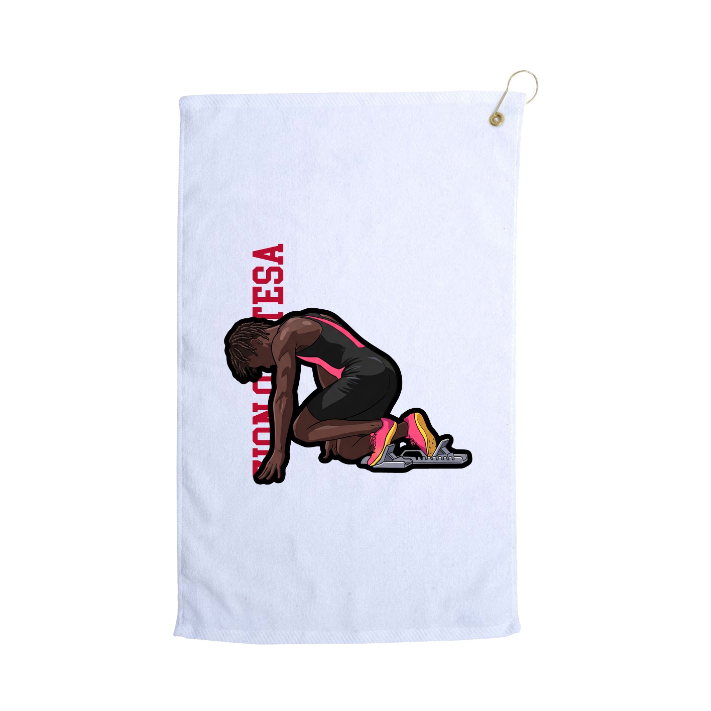 Golf Towel — Name Vertical in White