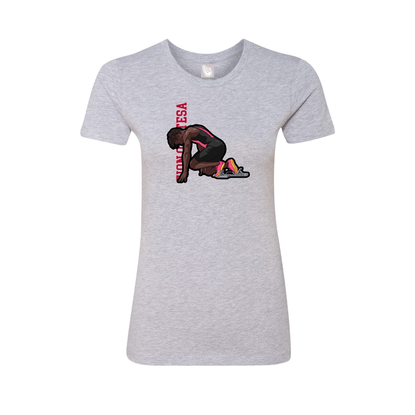 Fitted Women's Tee — Name Vertical in Grey