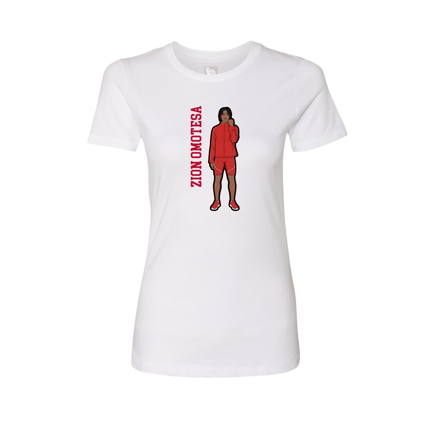 Fitted Women's Tee — Name Vertical in White