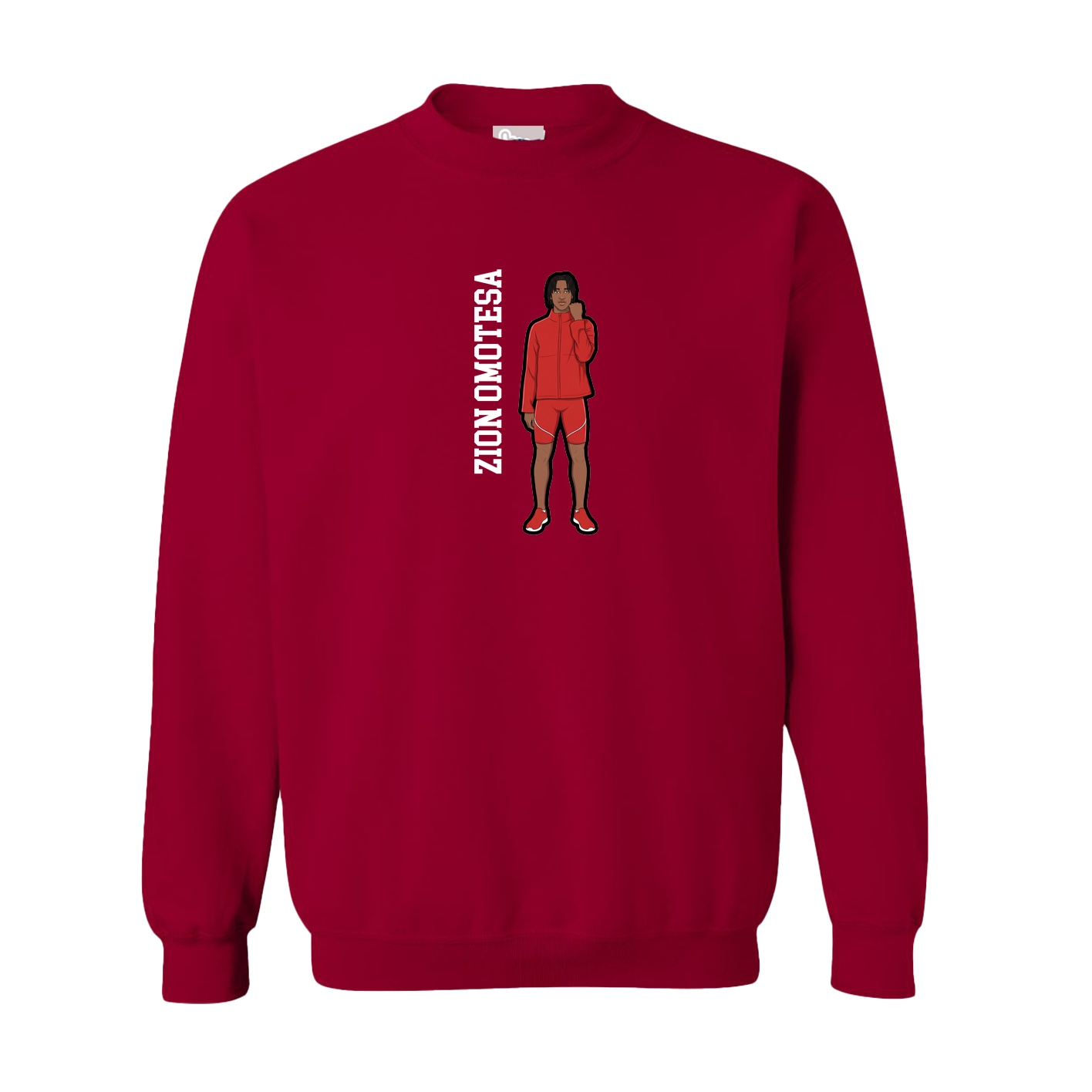 Fleece Crew — Name Vertical in Cardinal