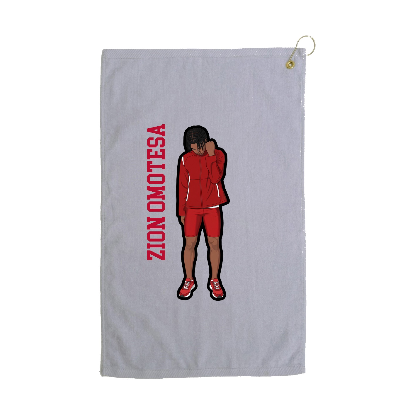 Golf Towel — Name Vertical in Grey