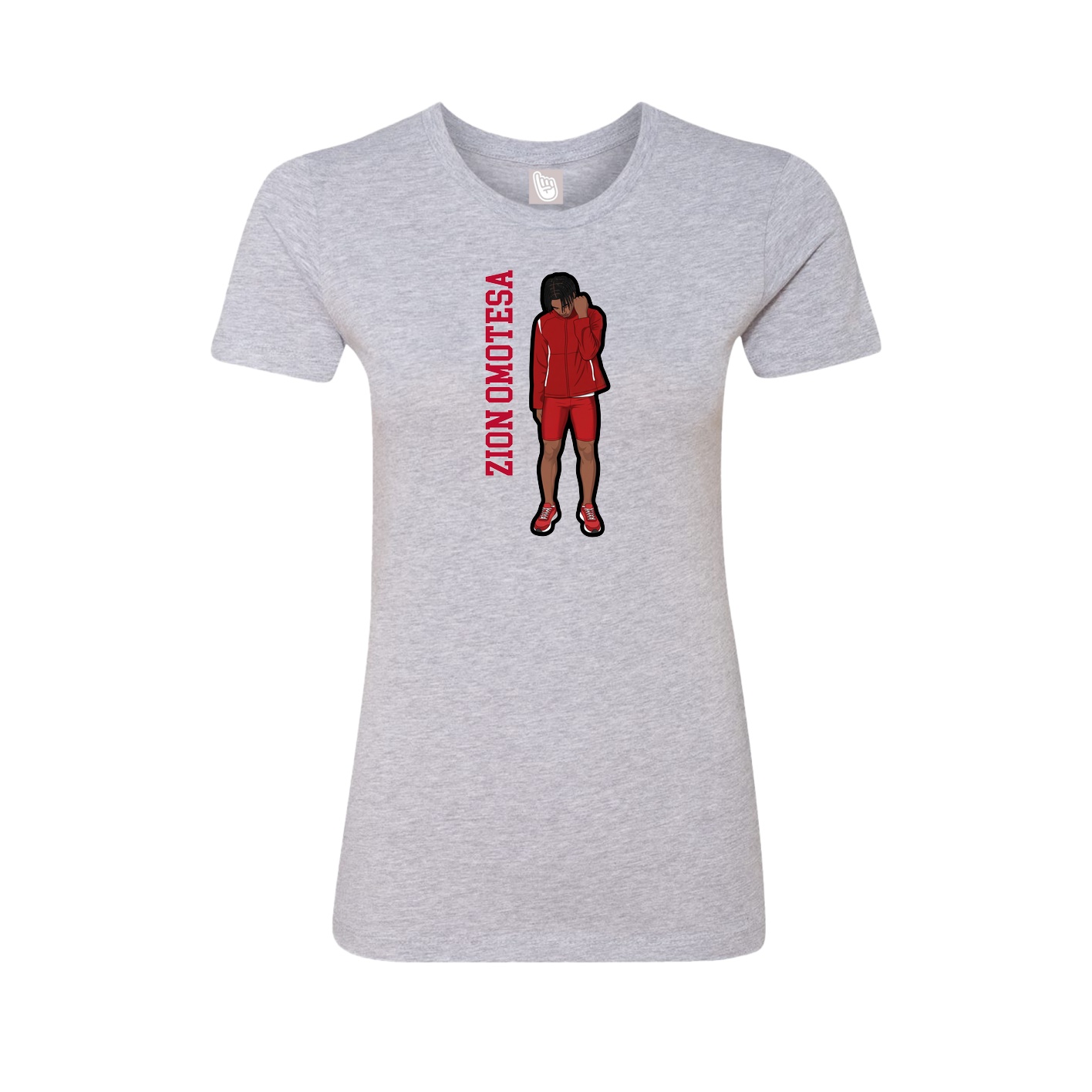 Fitted Women's Tee — Name Vertical in Grey