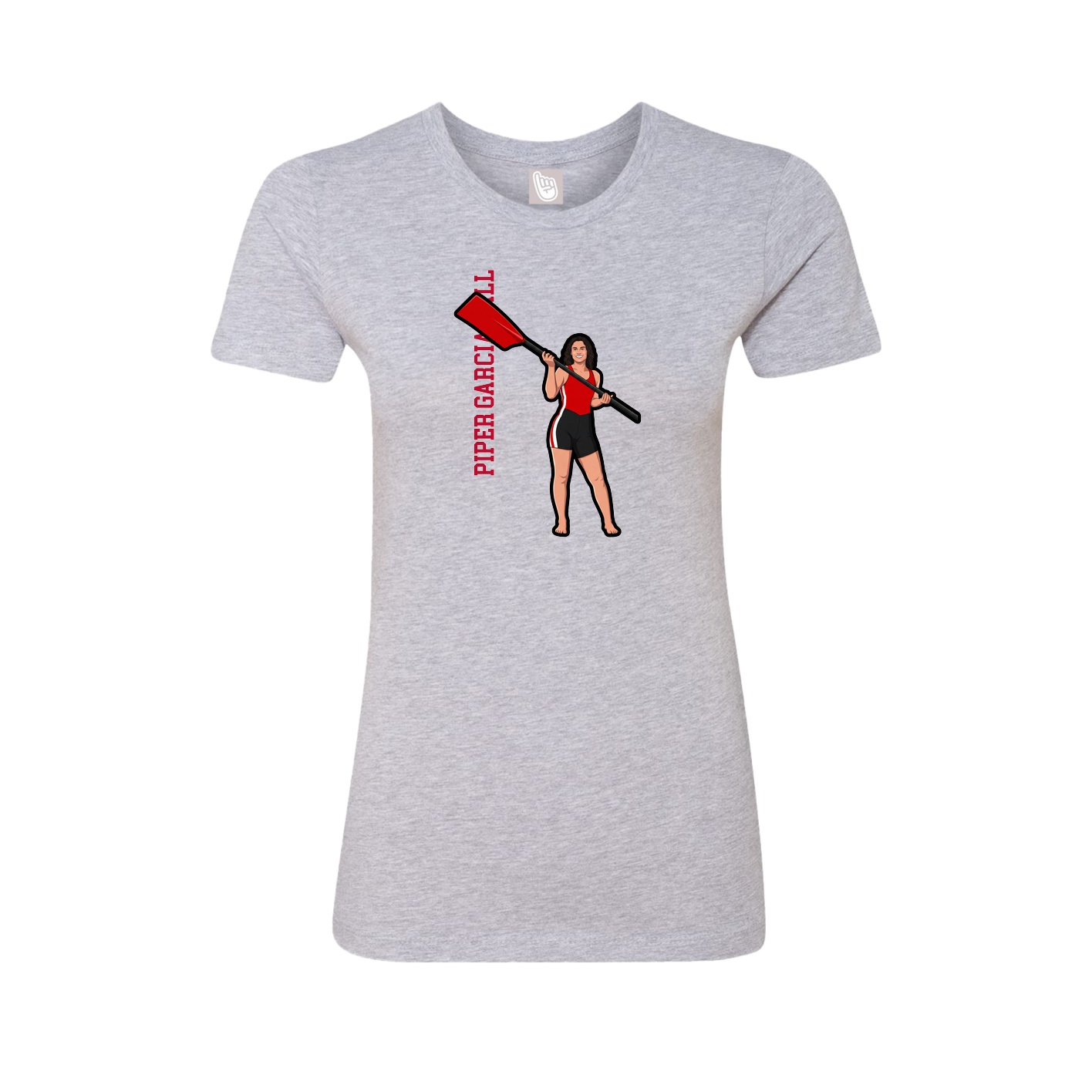 Fitted Women's Tee — Name Vertical in Grey
