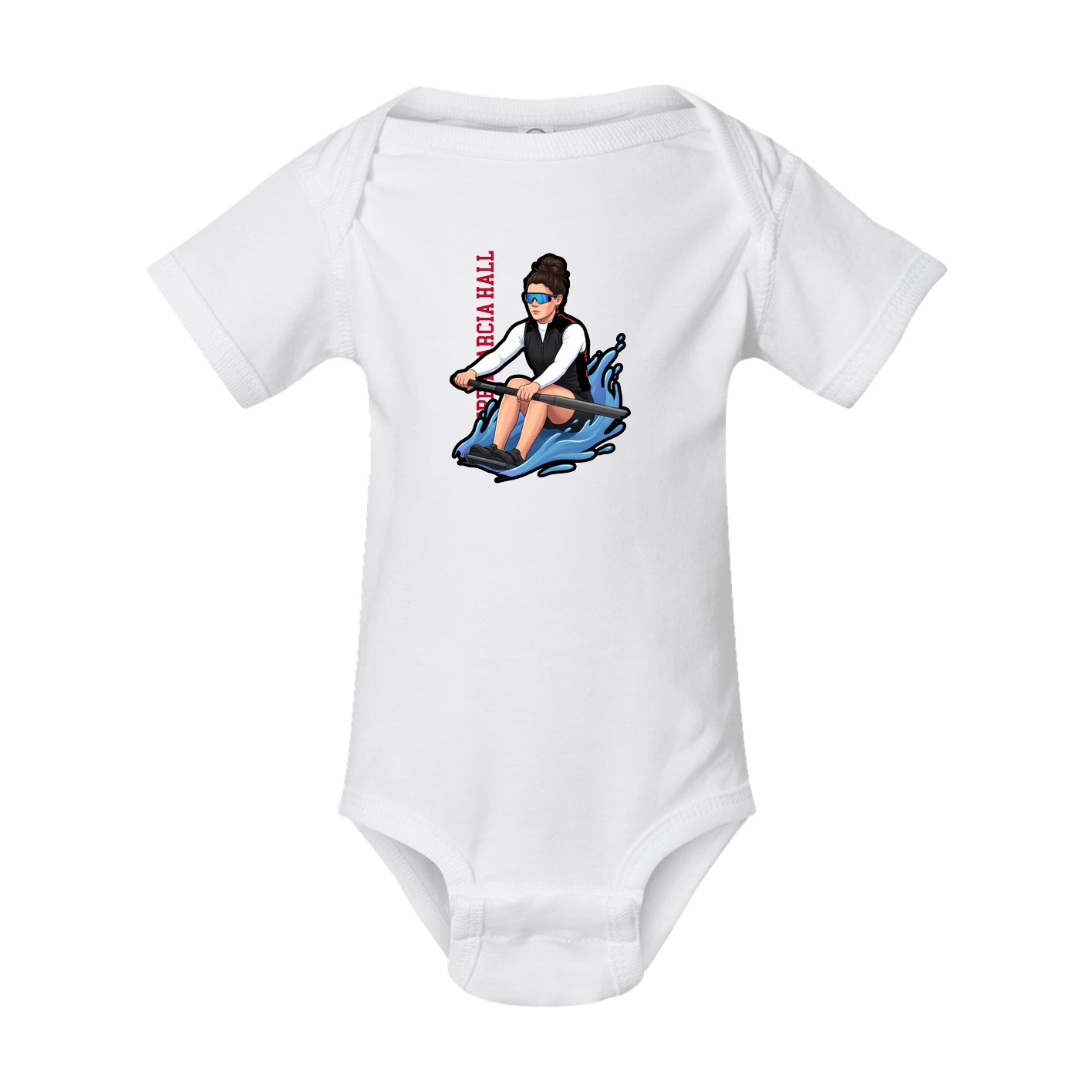 Baby Onesie — Name Vertical in White