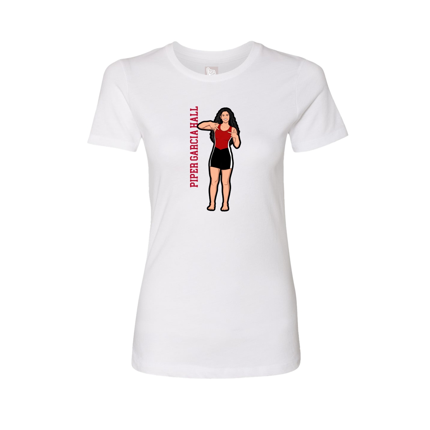 Fitted Women's Tee — Name Vertical in White