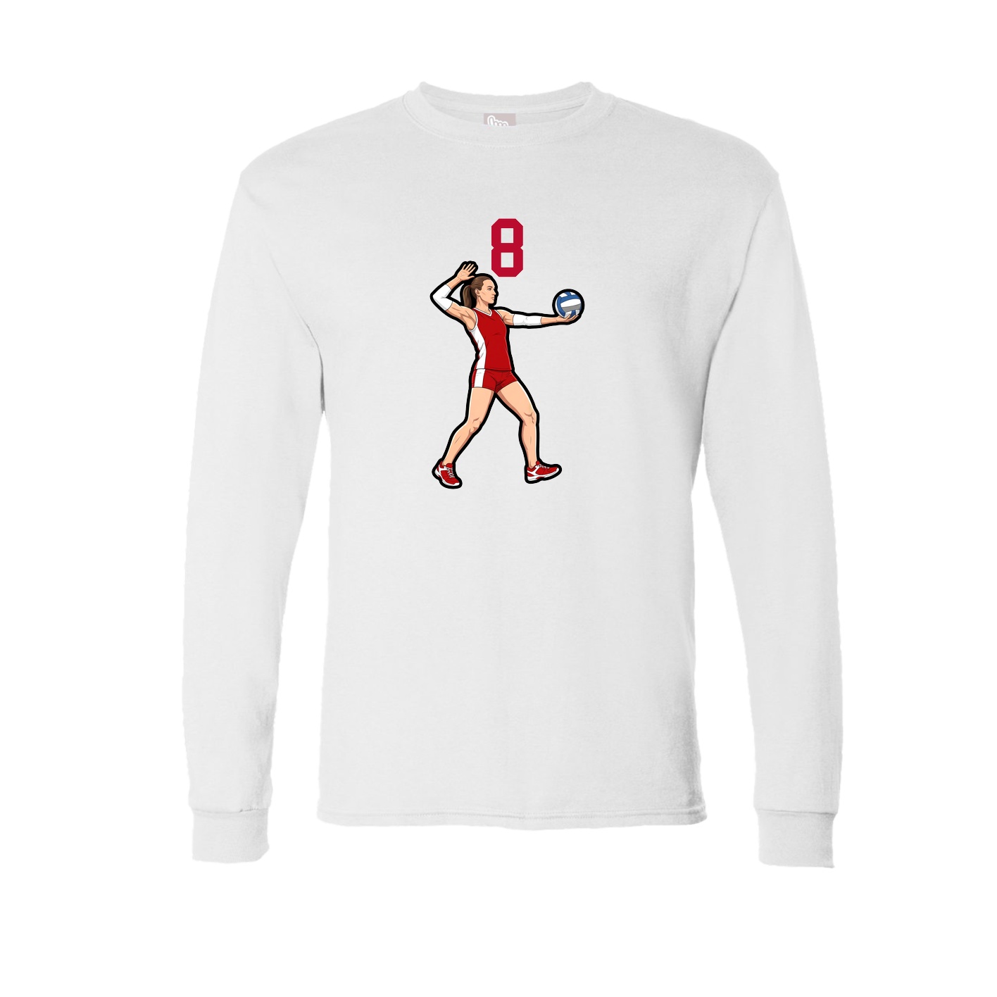 Long Sleeve Tee — Number Top in White