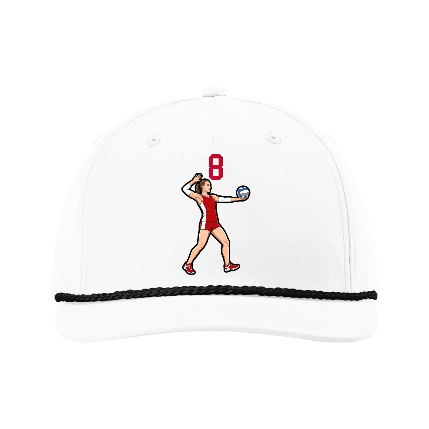 Five-Panel Classic Rope Cap — Number Top in White