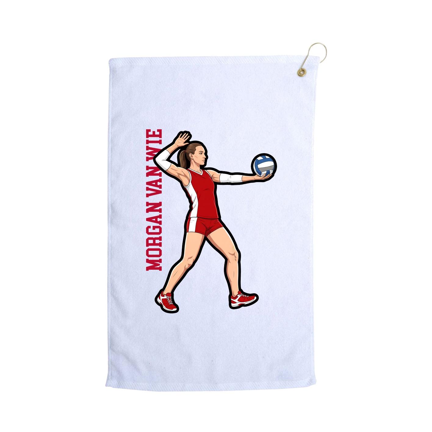 Golf Towel — Name Vertical in White