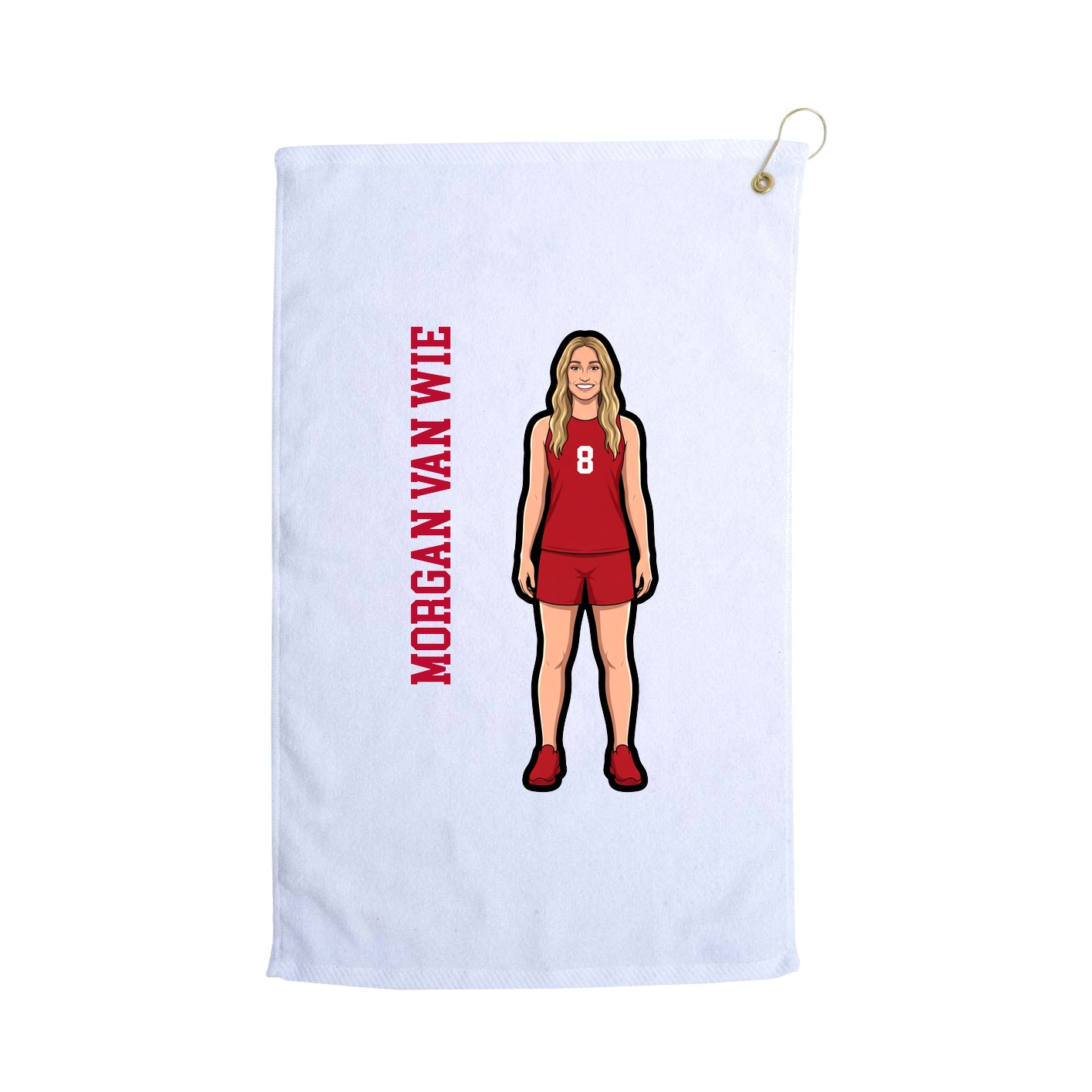 Golf Towel — Name Vertical in White