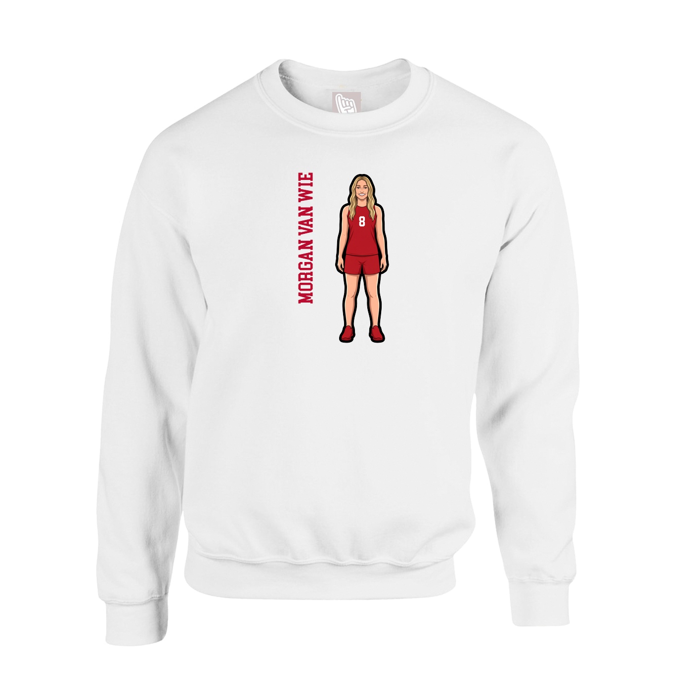 Fleece Crew — Name Vertical in White