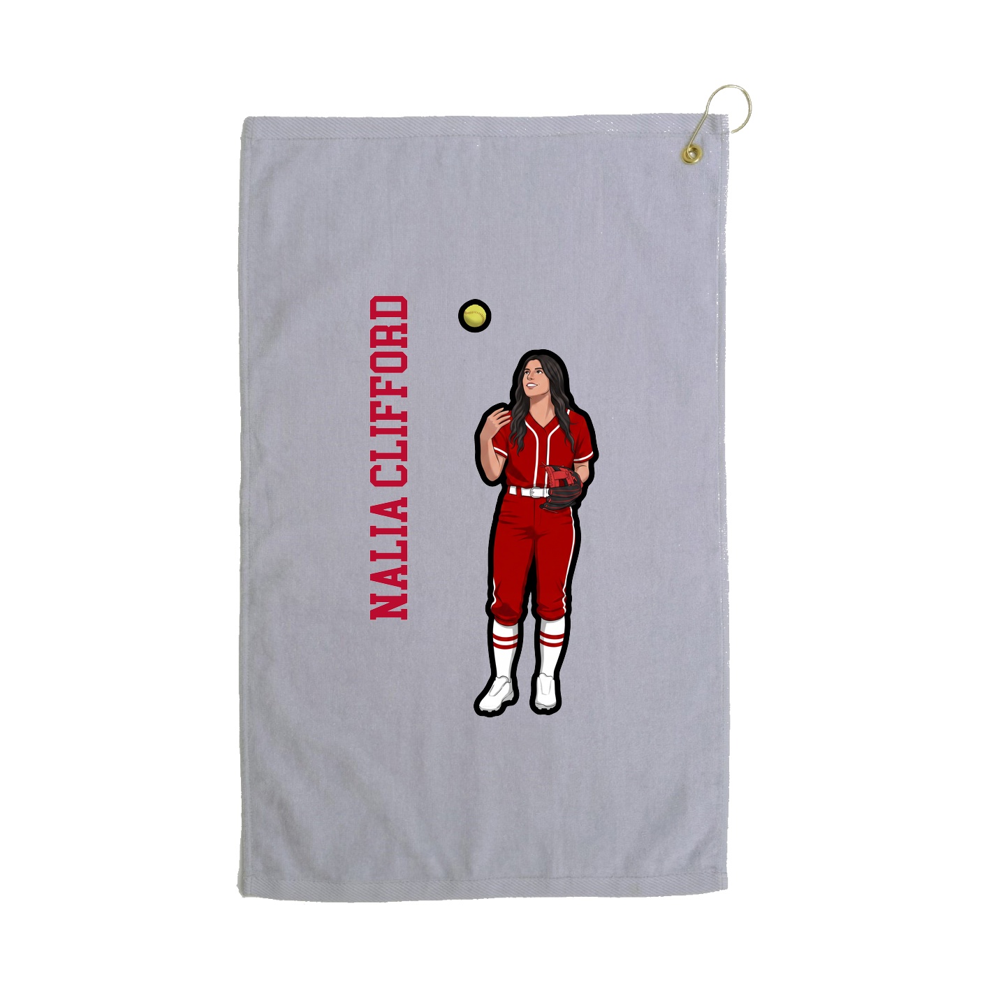 Golf Towel — Name Vertical in Grey