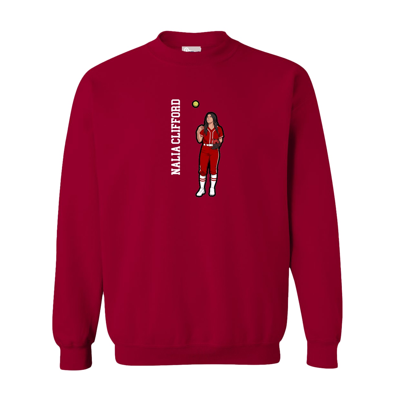 Fleece Crew — Name Vertical in Cardinal