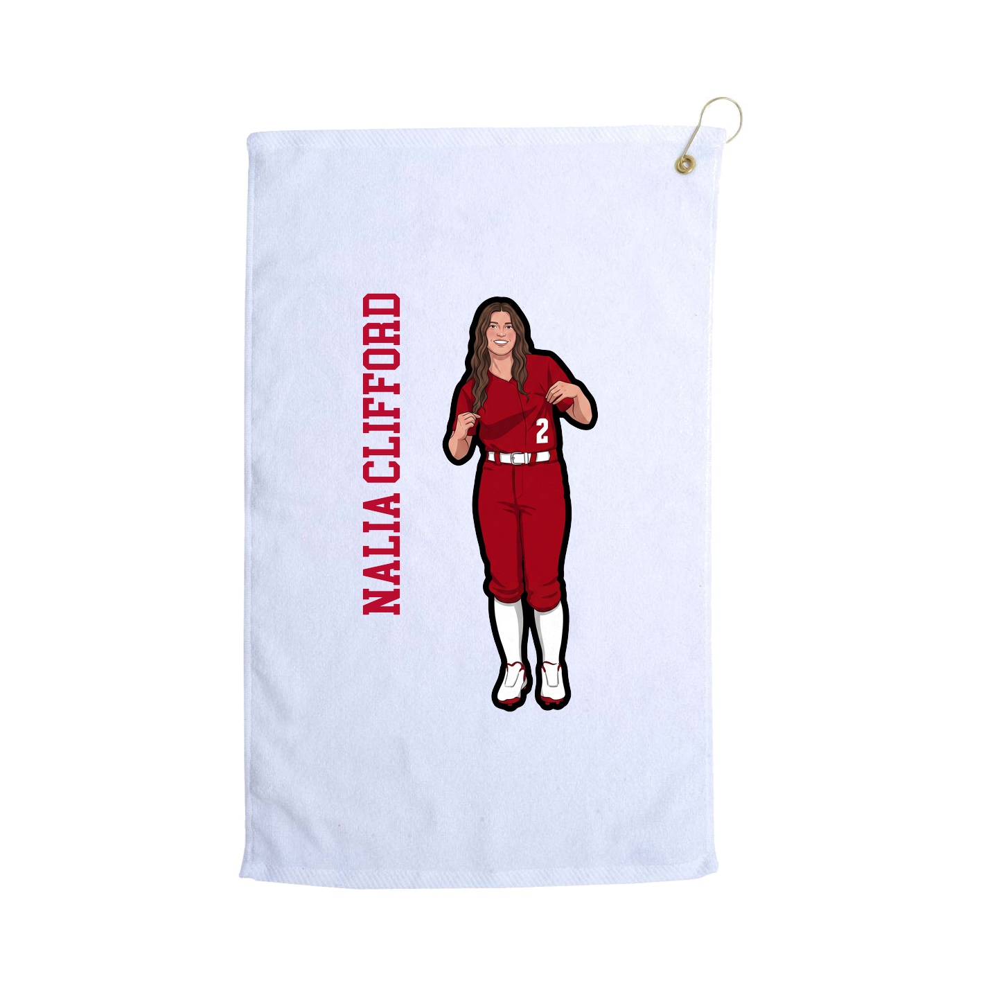 Golf Towel — Name Vertical in White
