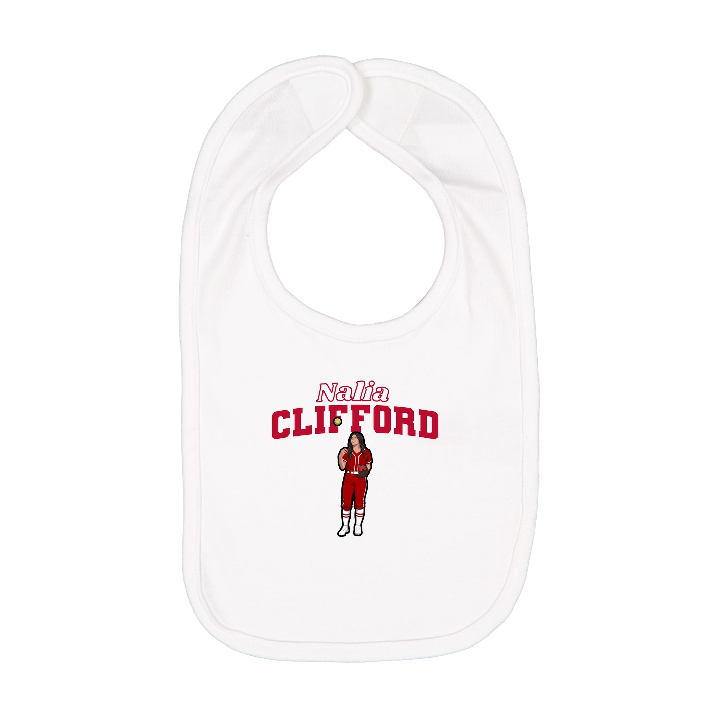 Infant Bib — Name Arch in White