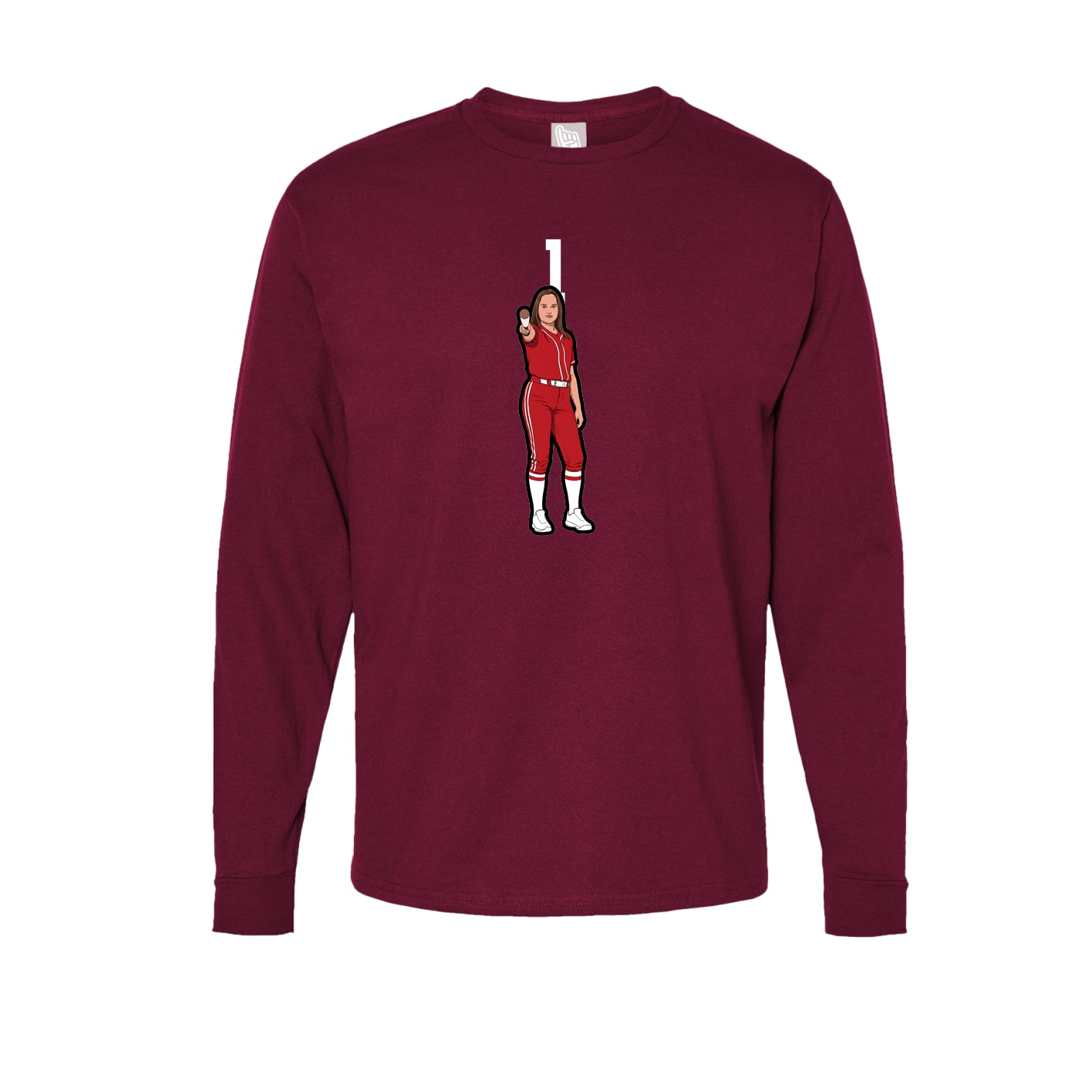 Long Sleeve Tee — Number Top in Cardinal