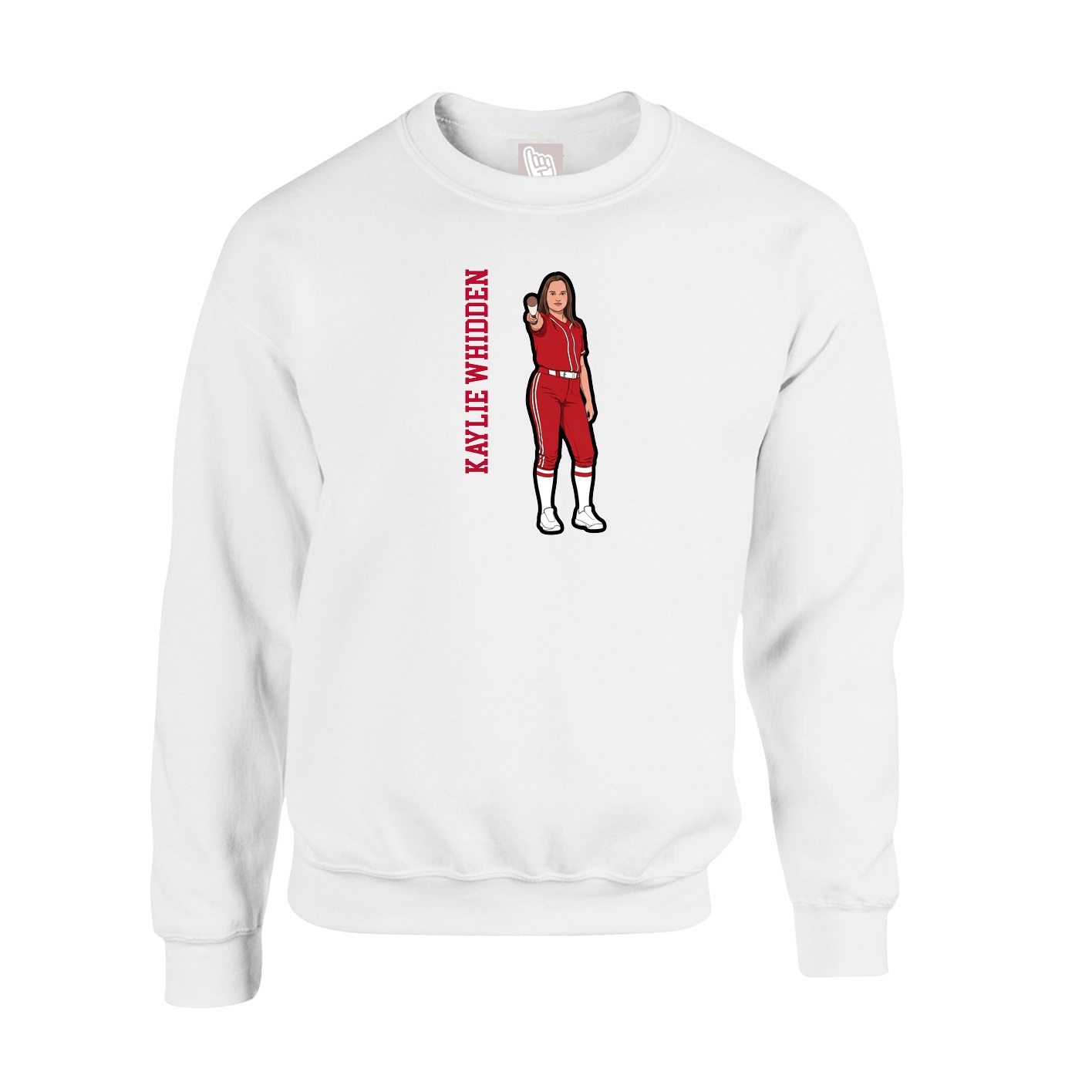 Fleece Crew — Name Vertical in White